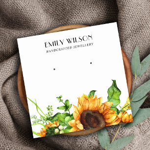 FALL SUNFLOWER AUTUMN STUD EARRING VISNING-KORT FYRKANTIGT VISITKORT