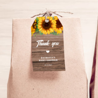 Fall Sunflower | Baby Shower Presentetikett