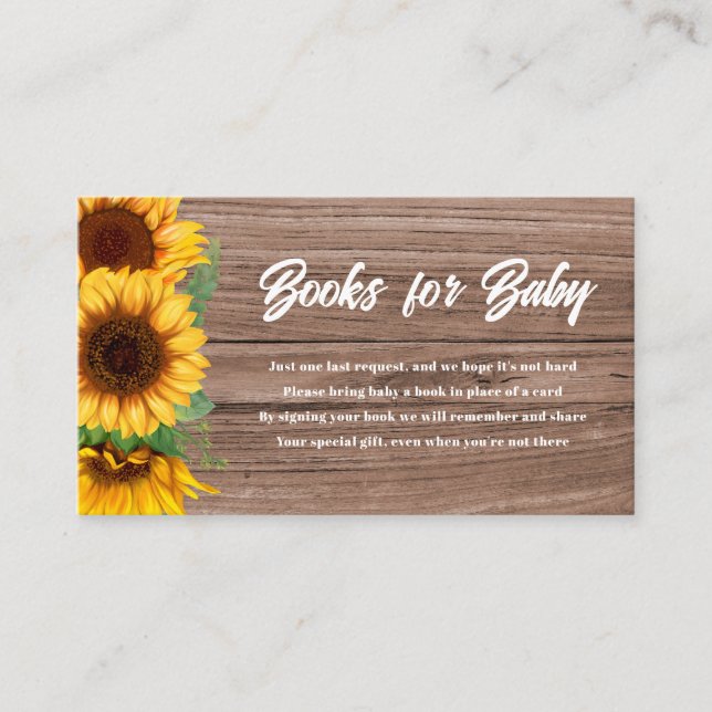Fall Sunflower | Books for Baby | Baby Shower Tilläggskort (Framsida)