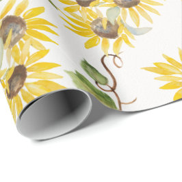 Fall Sunflower Watercolor Wrapping Paper Presentpapper