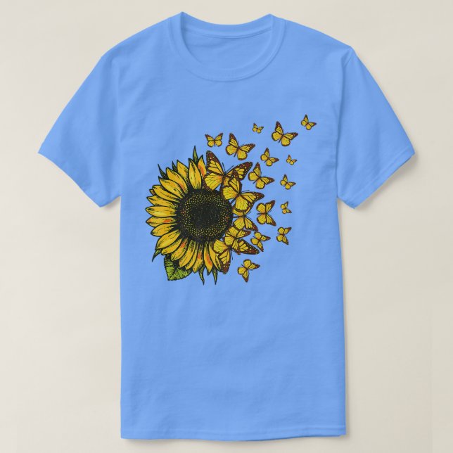 Fall Sunflowers Cute Butterfly Autumn Sunflower Th T Shirt (Design framsida)