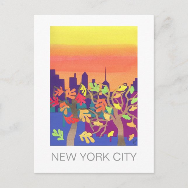 Fall Sunset over NYC Postcard Vykort (Framsida)