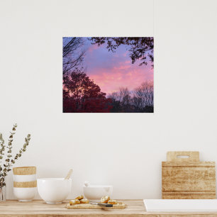 Fall Sunset över Träd Vacker Poster