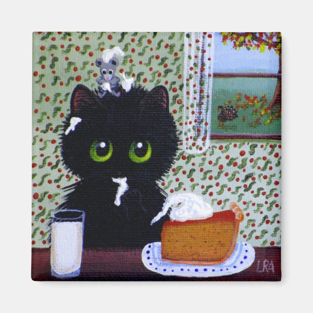 Fall Svarta katter Creationarts Magnet (Framsidan)