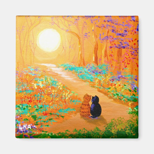 Fall Svarta katter Creationarts Magnet (Framsidan)