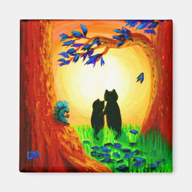 Fall Svarta katter Creationarts Magnet (Framsidan)
