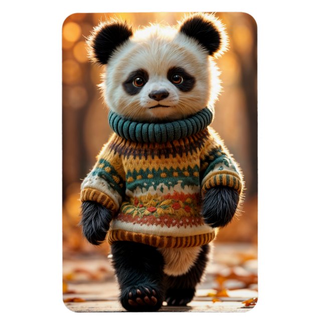 Fall Sweater Panda Magnet (Vertikal)