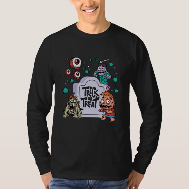 Fall Sweatshirt bus eller godis Tshirt | Halloween T Shirt (Framsida)