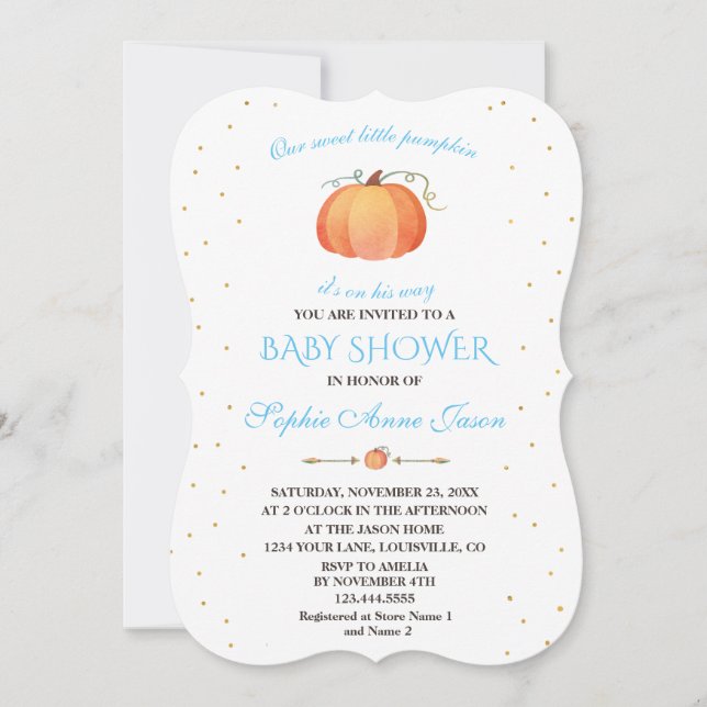 Fall Sweet Baby Little Pumpkin Baby Shower Inbjudningar (Framsida)