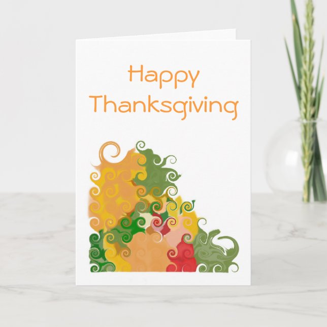 Fall Swirls-kort med Thanksgiving Helgkort (Framsida)