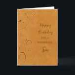 Fall Swirls Son Birthday Kort<br><div class="desc">Födelsedag för son med fallfödelsedagspresent med orange snurrar utformning och tankfull vers.</div>