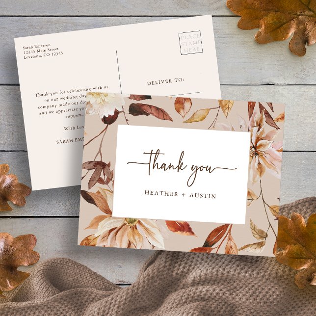 Fall Tack-vykort Vykort (Fall Thank You Postcard
)