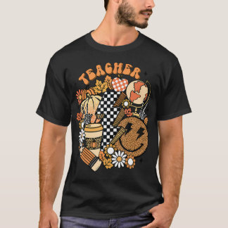 Fall Teacher Retro Teacher Life Autumn Thanksgiven T Shirt