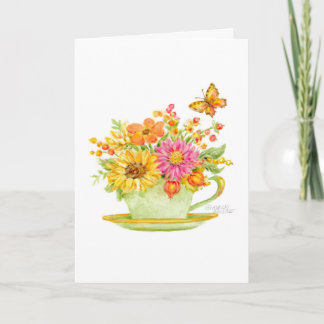 Fall Teacup Blank Card Any Occasion Kort