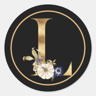 FALL TEMA GULD MONOGRAM L MED PUMPKINER RUNT KLISTERMÄRKE