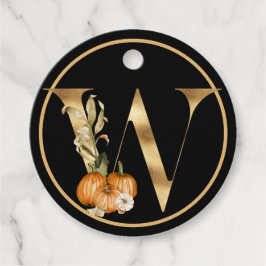 Fall tema Monogram med Pumpkin TACK Gåvor Etiketter