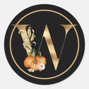 FALL TEMA MONOGRAM W MED ORANGE PUMPKIN RUNT KLISTERMÄRKE