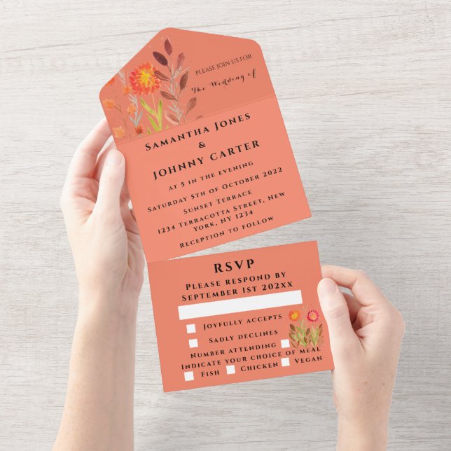 Fall Terracotta Autumn Orange Flowers boho Chic (Avrivbar del)
