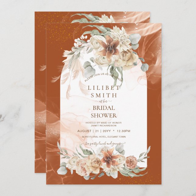 Fall Terracotta Blommigt Pampas Grass MÖHIPPA (Fram/baksida)