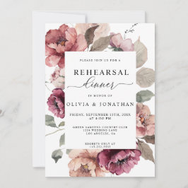 Fall Terracotta Burgundy Blommigt Rehearsal Middag Inbjudningar