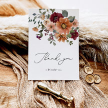 Fall Terracotta Burgundy Blommigt - tack för ditt