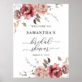 Fall Terracotta Burgundy Earthy Välkomsttecken Poster