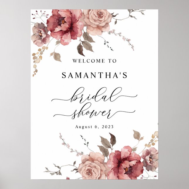 Fall Terracotta Burgundy Earthy Välkomsttecken Poster (Framsidan)