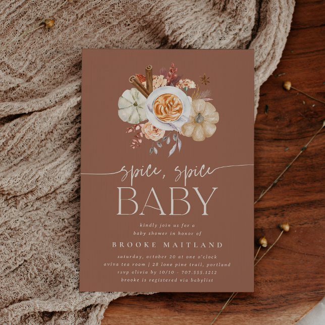 Fall Terracotta Pumpkin "Spice Spice Baby" Shower Inbjudningar (Skapare uppladdad)