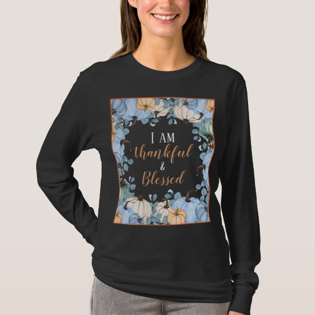 Fall Thankful and Blsed Långärmad Women's T Shirt (Framsida)