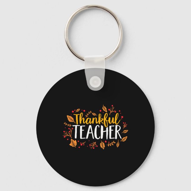 Fall Thankfull Teacher Thanksgiving Nyckelring (Framsida)