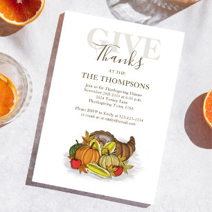 Fall Thanksgiving Cornucopia Ge Tack Inbjudningar