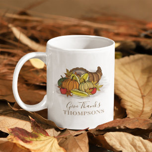 Fall Thanksgiving Cornucopia Personlig Kaffemugg