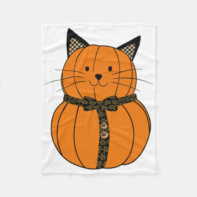 Fall Thanksgiving Cutest Pumpkin Cat Ansikte Whisk Fleecefilt (Framsidan)