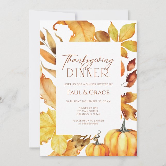 Fall Thanksgiving Dinner Invitation Inbjudningar (Framsida)