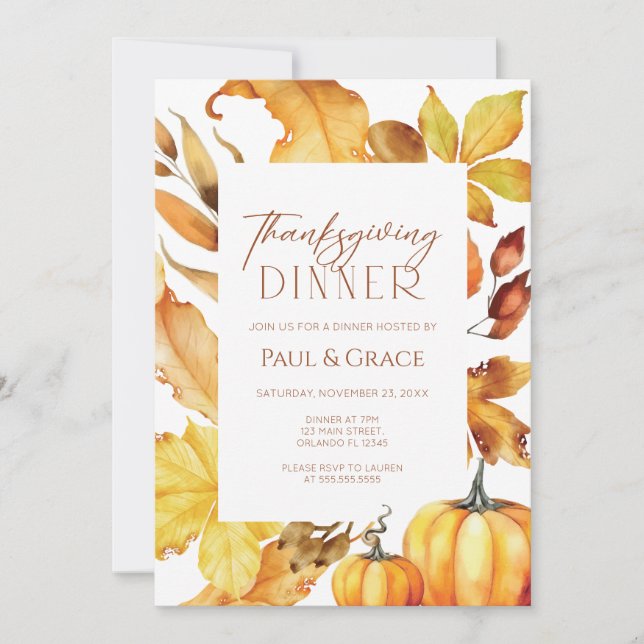 Fall Thanksgiving Dinner Invitation Inbjudningar (Framsida)