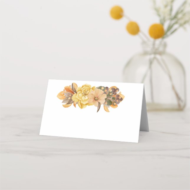 Fall Thanksgiving Flowers Placeringskort (Framsida)