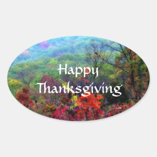 Fall Thanksgiving-foto Ovalt Klistermärke