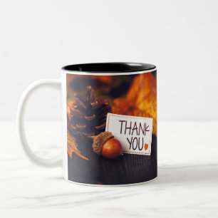Fall Thanksgiving Fotography Pumpkin Photography Två-Tonad Mugg