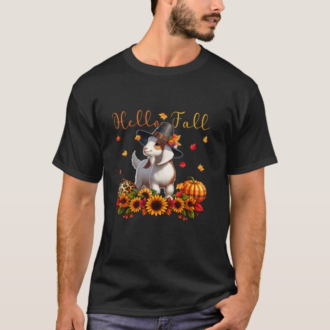 Fall Thanksgiving Goat Costume Autumn Leopard Pump T Shirt (Framsida)