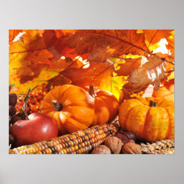 Fall Thanksgiving Harvest - Pumpkins, Corn, Apple Poster