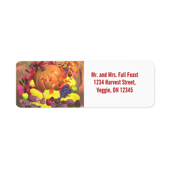 Fall Thanksgiving Harvest Returadress Etikett (Framsidan)
