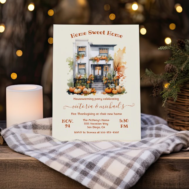 Fall Thanksgiving Hushållsuppvärmning Party Inbjudningar (Skapare uppladdad)