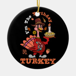 Fall Thanksgiving jag är födelsedag Turkiet matcha Julgransprydnad Keramik