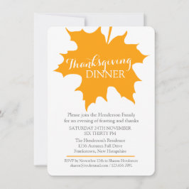 Fall thanksgiving Maple-inbjudan till löv Middag Inbjudningar