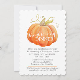 Fall thanksgiving middag inbjudan vattenfärgspumpa