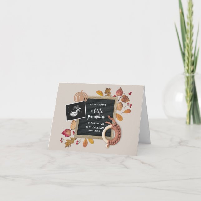 Fall Thanksgiving Pumpkin Baby Gravid Birth Ann Meddelande (Framsida)