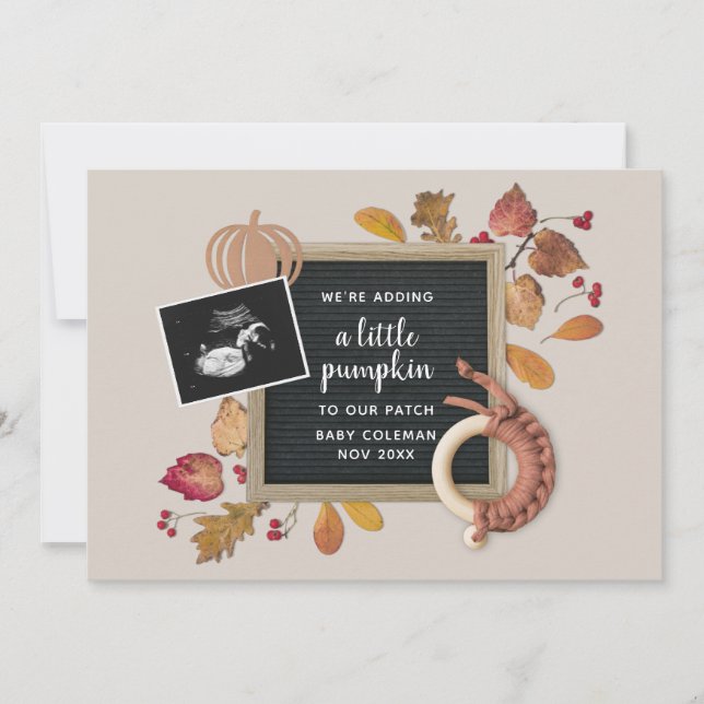 Fall Thanksgiving Pumpkin Baby Gravid Birth Meddelande (Framsida)