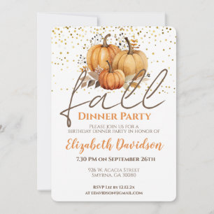 Fall Thated Middag Party Birthday Inbjudningar
