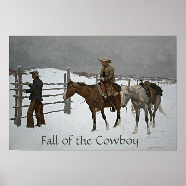 "Fall the Cowboyen" av Frederic Remington Poster (Framsidan)