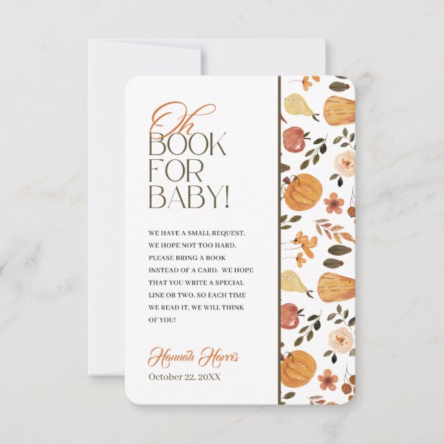 Fall Theme Baby Shower Book Enclosure Card Inbjudningar (Framsida)